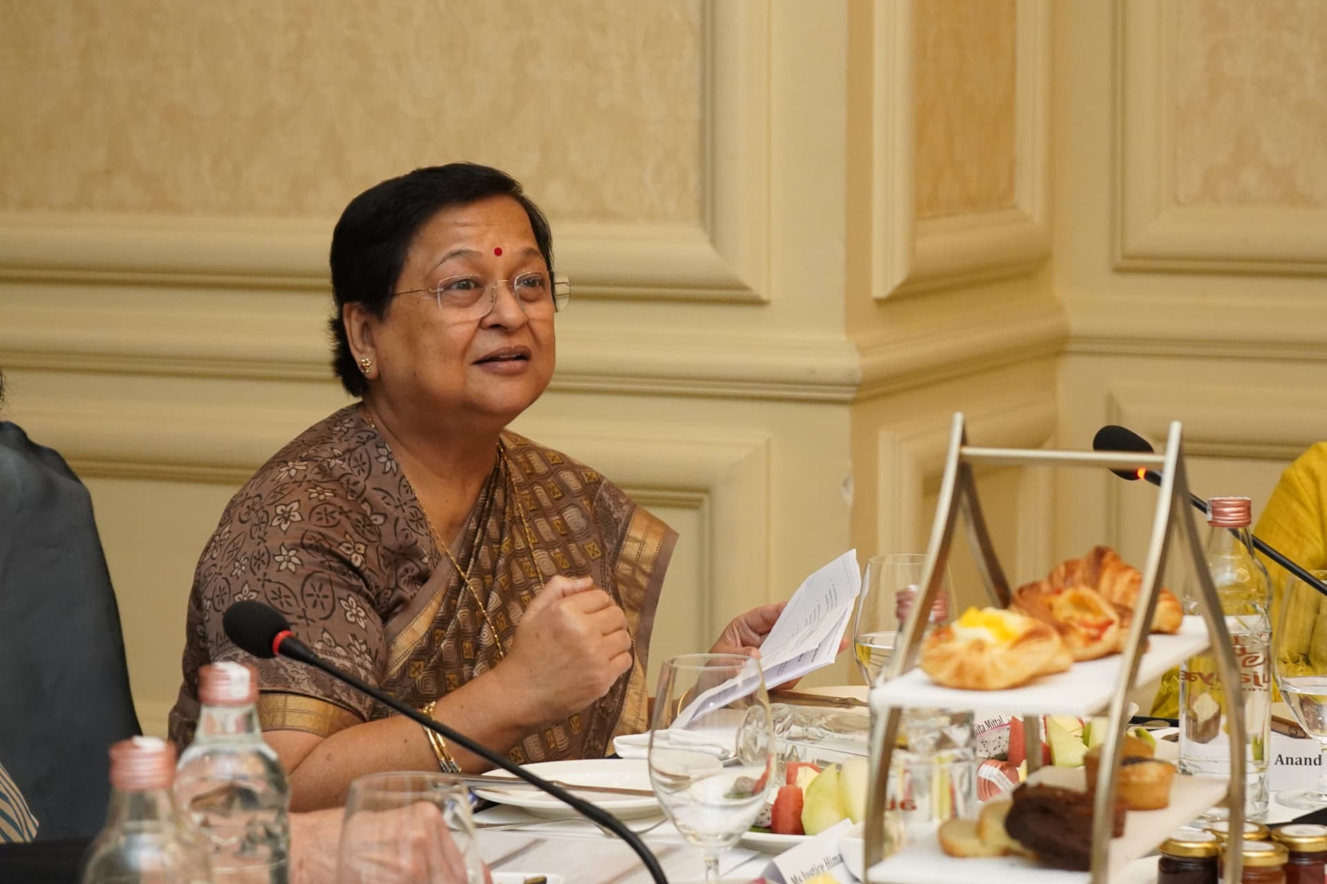 A speaker addressing participants at the roundtable